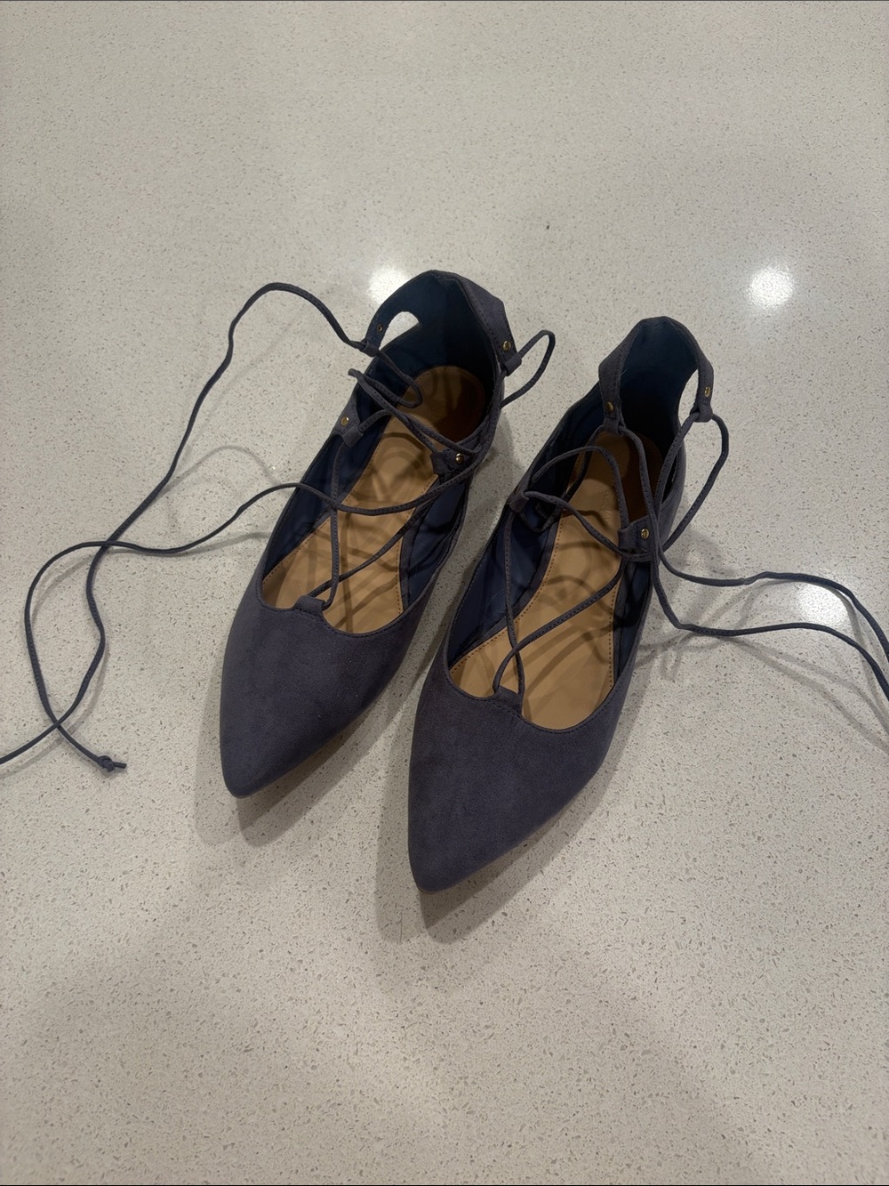 Lace-Up Pointed Toe Flats